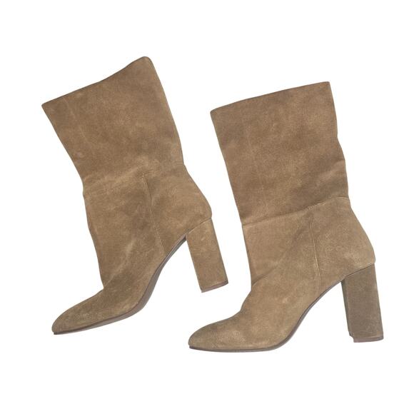 Chinese Laundry Keep‎ Up Suede Leather Mid-Calf Boot High Block Heel Western 10 - Picture 4 of 8